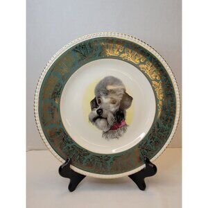 Vintage Simpsons Solian Ware Decorative Plate W/ Gold Trim Dog Portrait Poodle